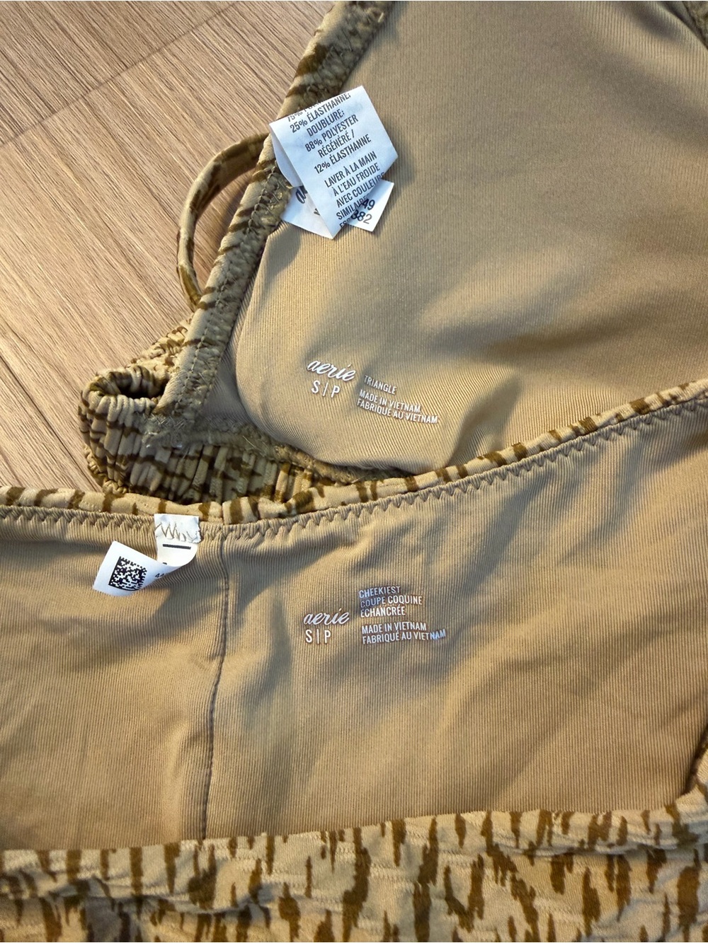 Aerie Jaquoire Smocked Triangle Bikini High-Cut Bottoms - Picture 3 of 3